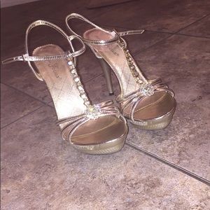Gold high heels